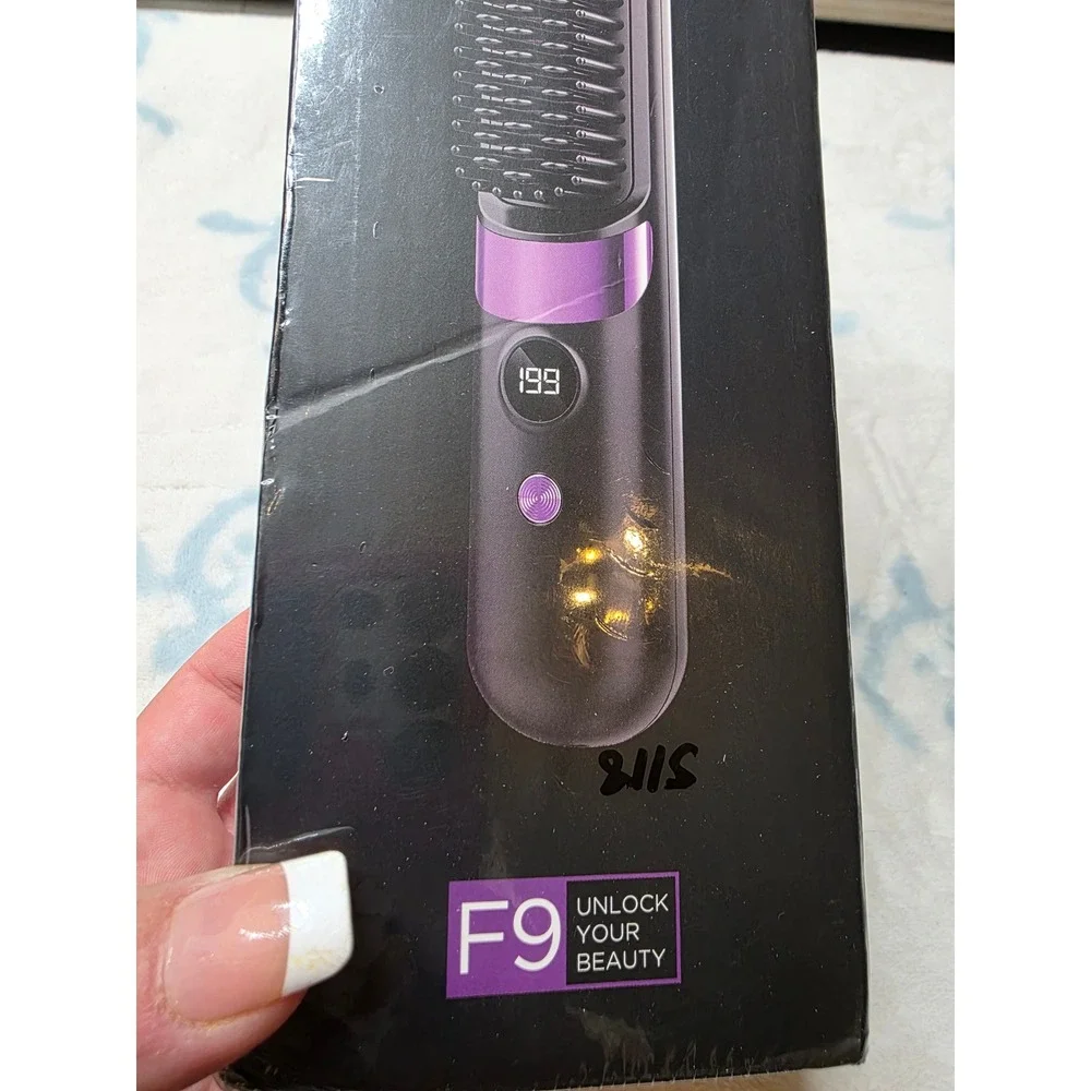 Wireless Hair‎ Straightening Comb F9 Portable Cordless USB Charging Black